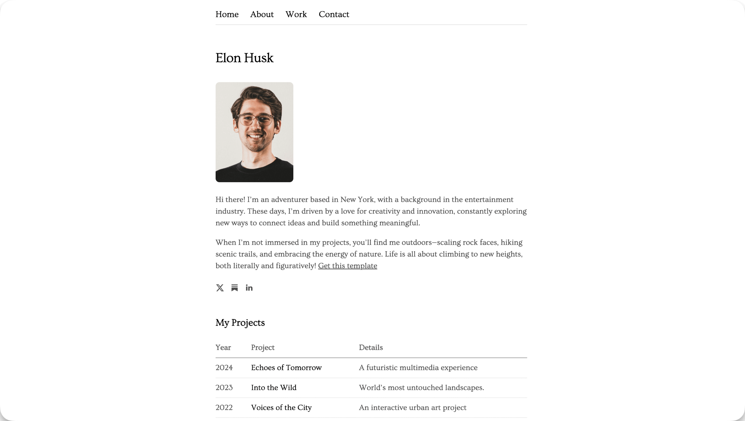 Carrd Personal Website Template