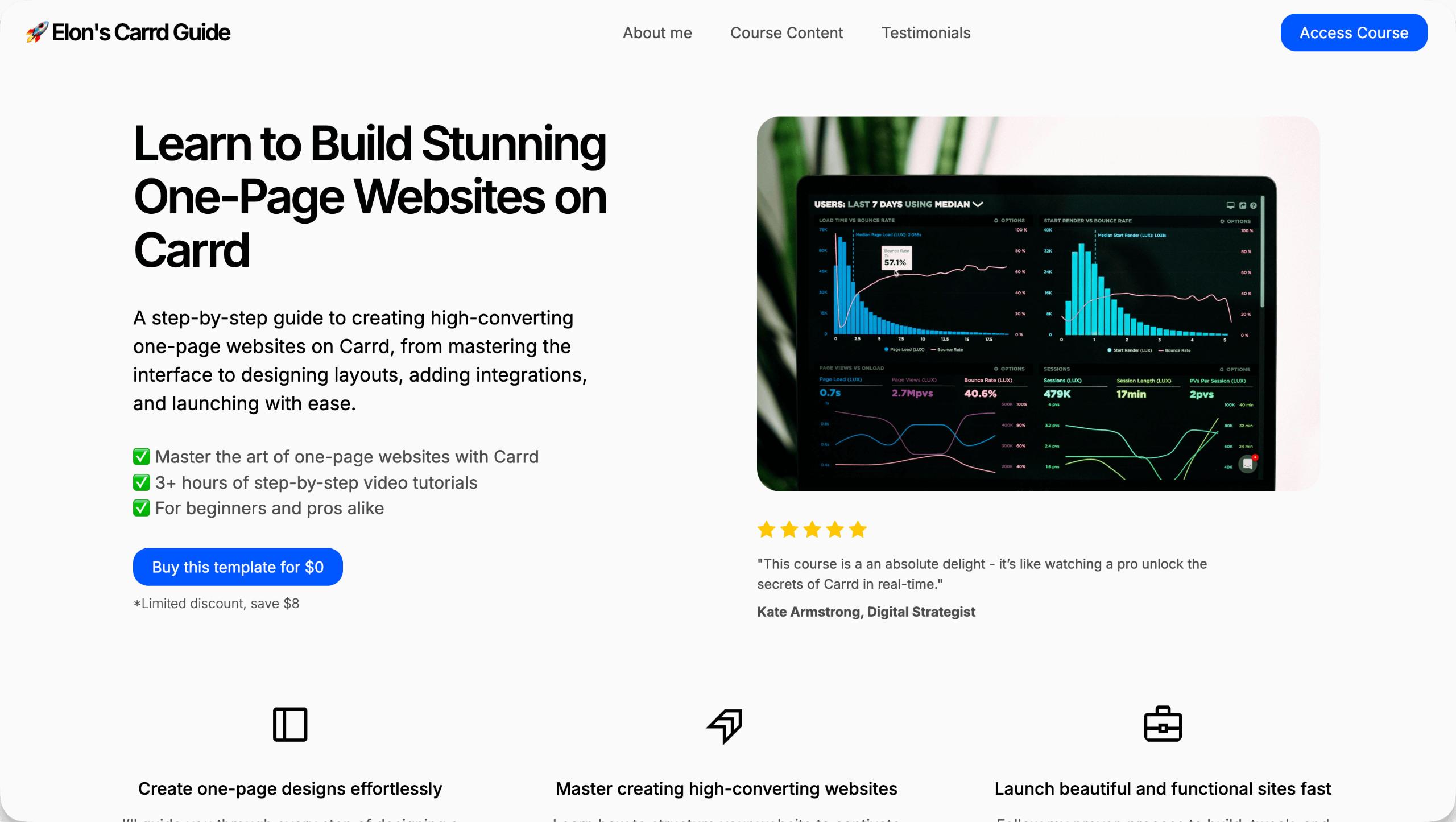 Carrd Course Template
