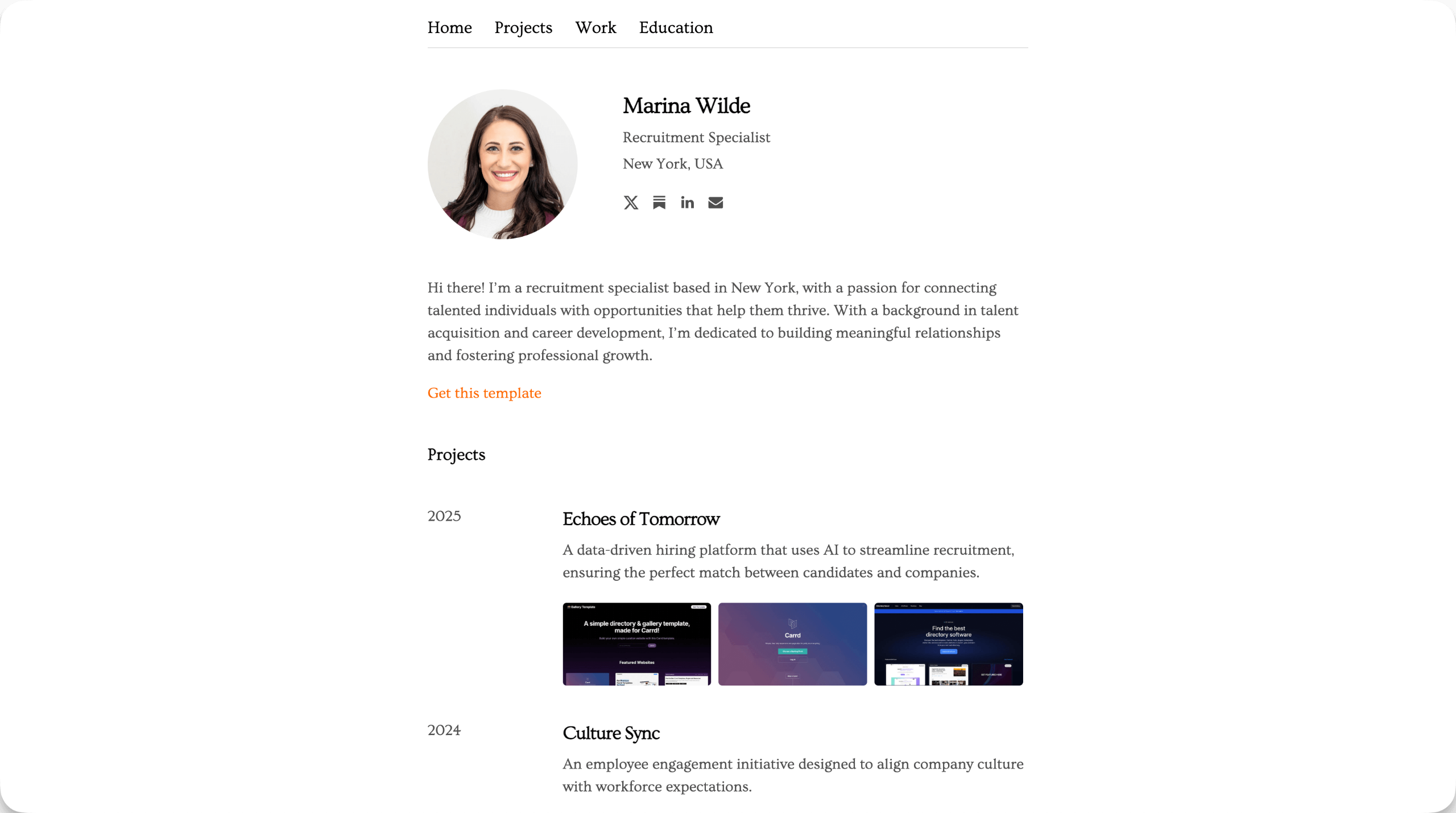 Carrd Resume/ Bio Template