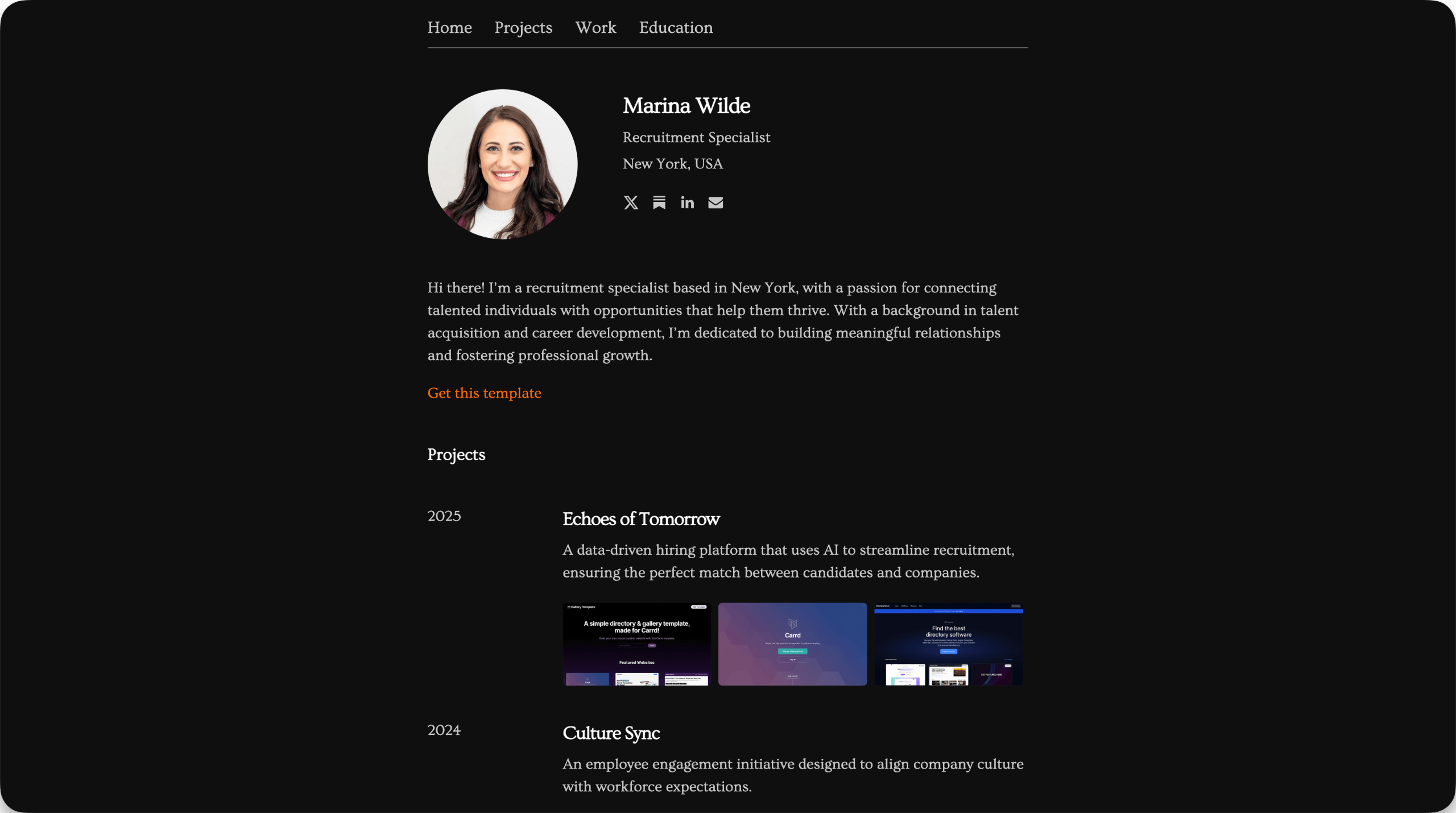 Carrd Resume/ Bio Template