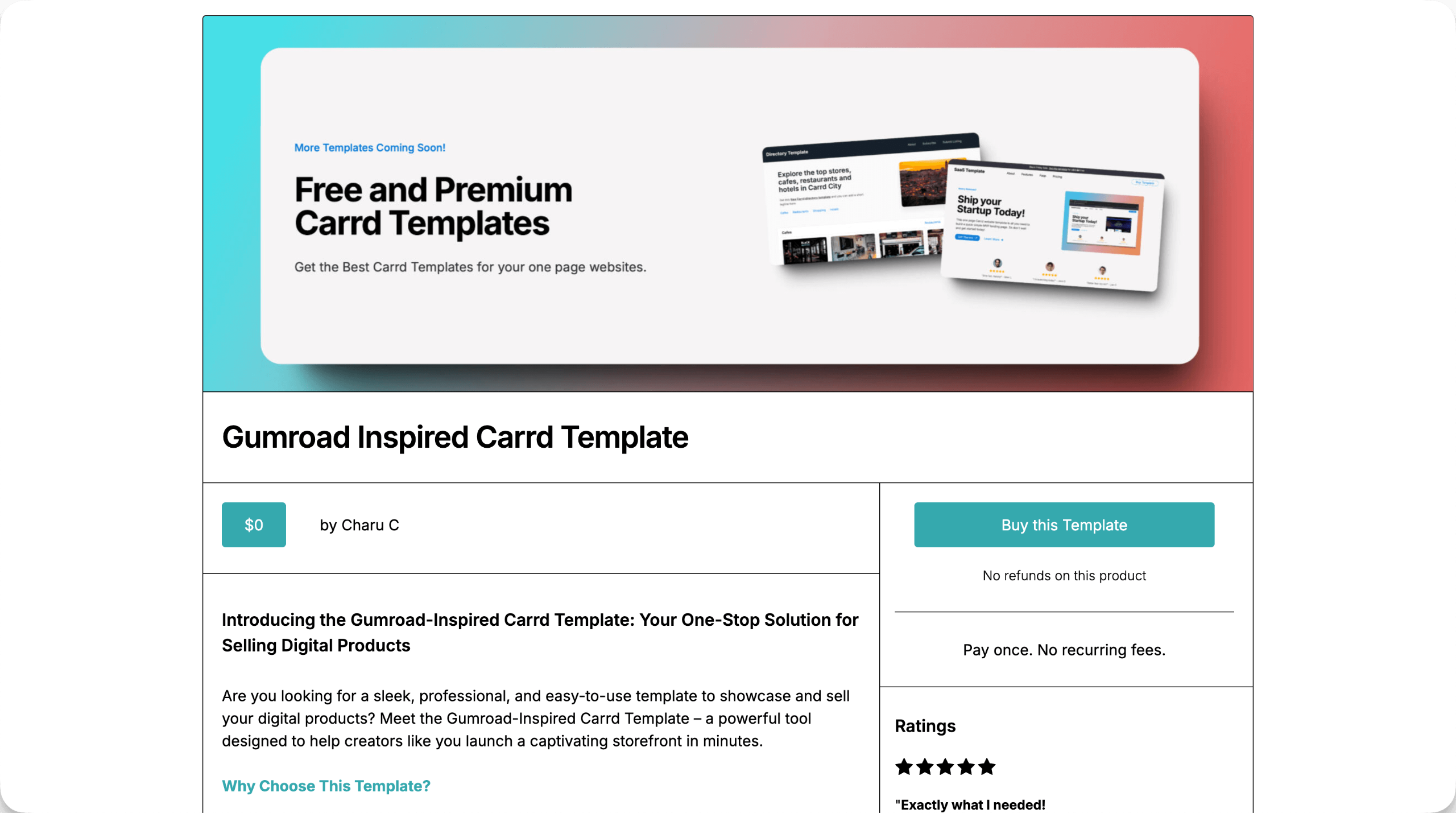 Carrd Gumroad Template